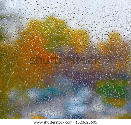 raindrops on the glass autumn landscape