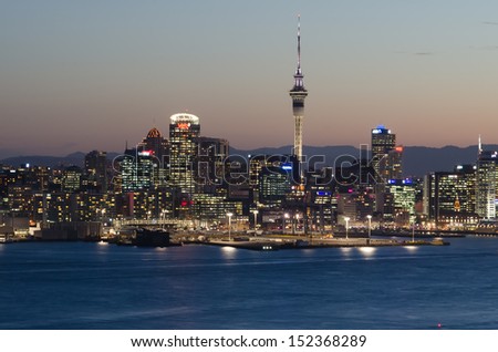  The beautiful Auckland city at night with skyscraper