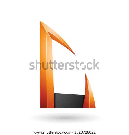 Illustration of Orange and Black Arrow Shaped Letter C isolated on a White Background