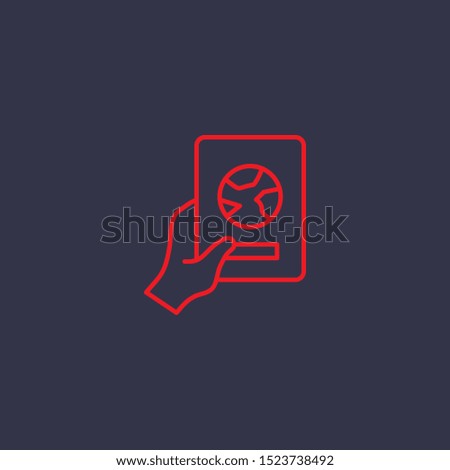 Outline foreign passport with hand icon.foreign passport with hand vector illustration. Symbol for web and mobile