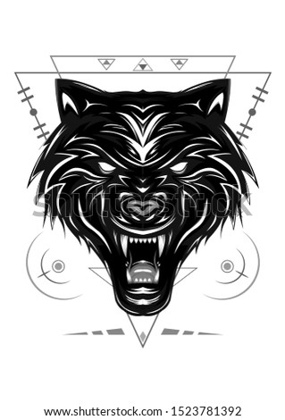 angry wolves face. head wolf illustration