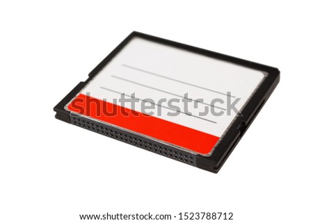 compact flash drive for data storage in digital devices, cf memory card isolated on white background