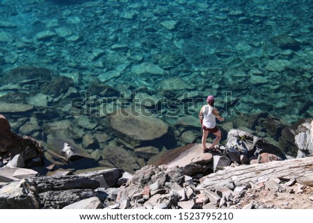 Fishing in Cleetwood Cove in Crater Lake National Park, Oregon