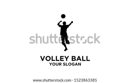 volley ball athlete logo silhouette vector template