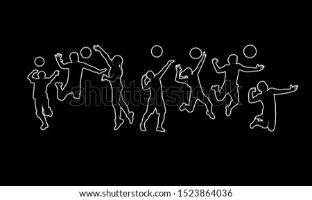 volley ball line athlete logo silhouette vector template
