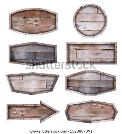Wooden signboard isolated on white background, Object with clipping path for design work