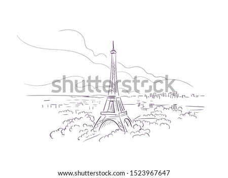Paris France Europe vector sketch city illustration line art