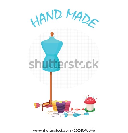 vector illustration of sewing mannequin sewing