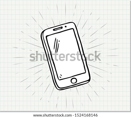 Hand drawn of Smart Phone on paper background