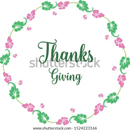 Text of thanksgiving, with vintage pink flower frame. Vector