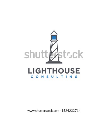 Modern lighthouse logo with a simple minimalist line art design, for the purposes of your company logo.