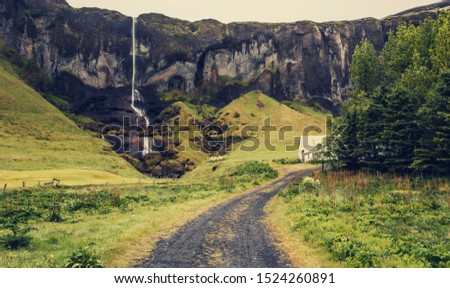 Typical Icelandic scenery view.  Picture of wild area. Iceland