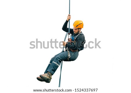 Industrial climber isolated on white background Royalty-Free Stock Photo #1524337697