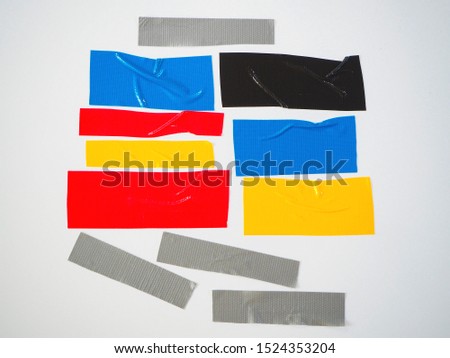 set of color banners yellow black blue gray red scotch tape, sticky tape cut isolated on white background. can use business-paperwork-banner products