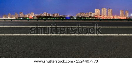 Highway and modern city night scene background