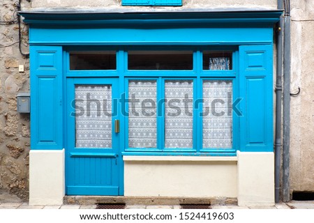 old shop at the blue facade
