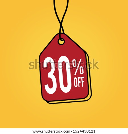 Tag and label icon illustration. Discount with the price 30 %