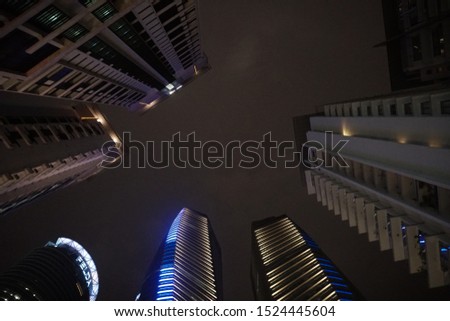 Skyscrapers in the night sky