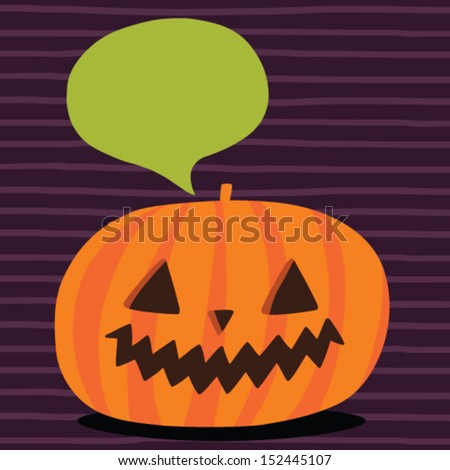 Cute funny Halloween pumpkin with bubble speech 