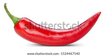 Chili pepper isolated on a white background. One chili hot pepper clipping path. Fresh pepper Royalty-Free Stock Photo #1524467540