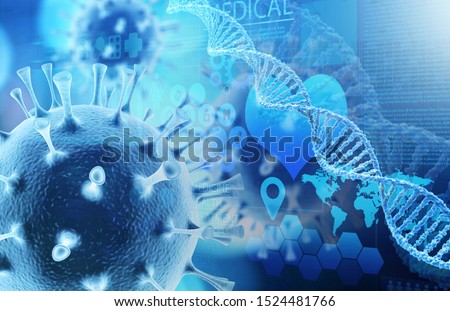 Close-up of virus cells or bacteria on light background Royalty-Free Stock Photo #1524481766