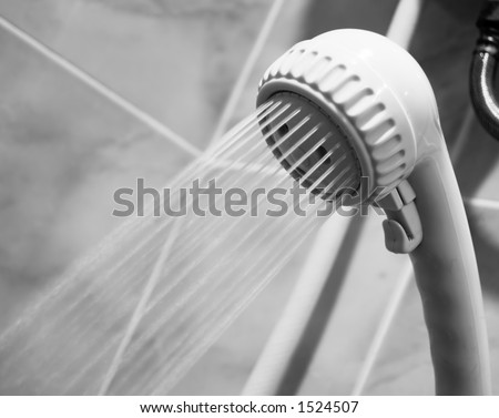 Bathroom Showerhead Closeup Slow Shutter Speed