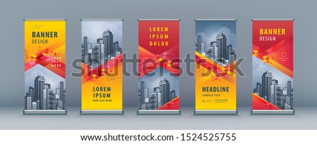 Business Roll Up Set. Standee Design. Banner Template, Abstract Geometric Diamond Background vector, flyer, presentation, leaflet, j-flag, x-stand, x-banner, exhibition display, Website  Template Royalty-Free Stock Photo #1524525755