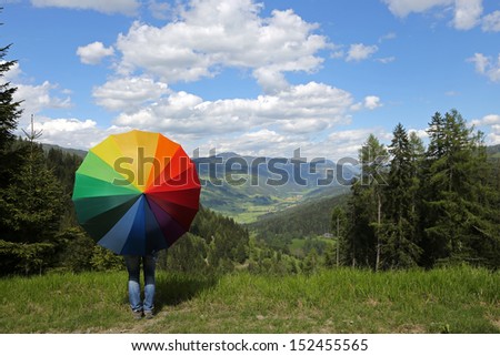 Rainbow umbrella at the Alps
