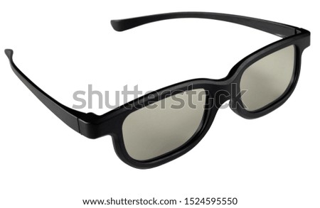 Passive polarizing 3D Glasses for 3D TV isolated on a white background. Royalty-Free Stock Photo #1524595550