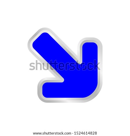 blue arrow pointing right down, clip art blue arrow icon pointing for right down, 3d arrow symbol indicates blue direction pointing right down, illustrations arrow buttons right down isolated