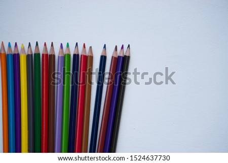 Colour pencil with white background