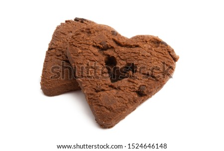 chocolate hearts cookies isolated on white background