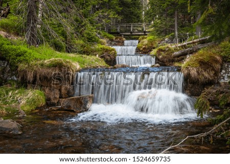 Waterfalls in the Krkonose National park Sumava, Certova Strouha, Czech Republic