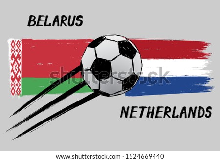 Flags of Belarus and Netherlands - Icon for euro football championship qualify - Grunge