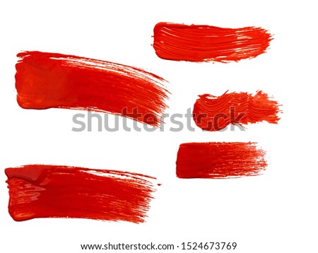 set of red paint brush strokes