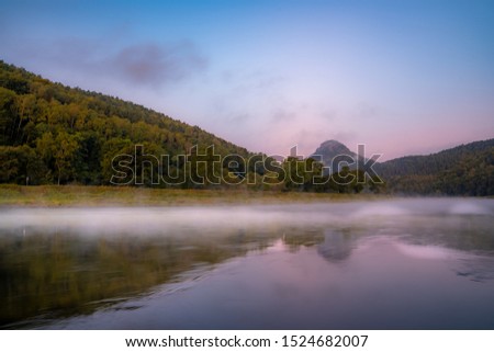 Mist over the Elbe with the Lilienstein in the background