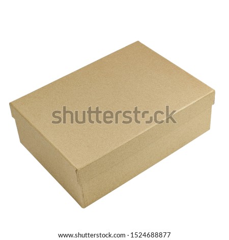 Rectangular kraft gift box isolated on white background