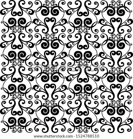 Vector set of hand-painted vintage baroque ornament. Retro pattern antique style acanthus. Seamless pattern