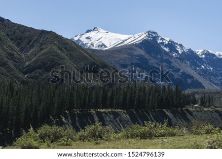 snow mountain range and valley cajon del maipo chile
