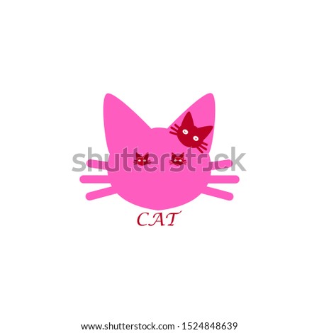 Hand drawn Cute pink Cat Logo