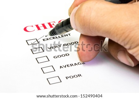 Excellent experiment check box in check list survay