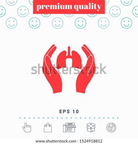 Hands holding lungs - protection icon. Graphic elements for your design