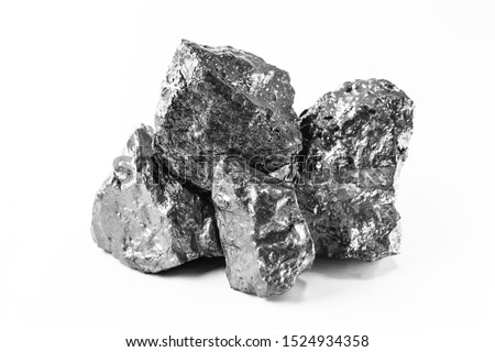 Aluminum nuggets, aluminum is a chemical element of the symbol Al and atomic number 13 with mass 27 u. At room temperature, it is solid, being the most abundant metallic element of the earth's crust. Royalty-Free Stock Photo #1524934358