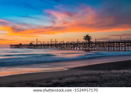 Dramatic San Clemente Pier Sunset Landscape Royalty-Free Stock Photo #1524957170