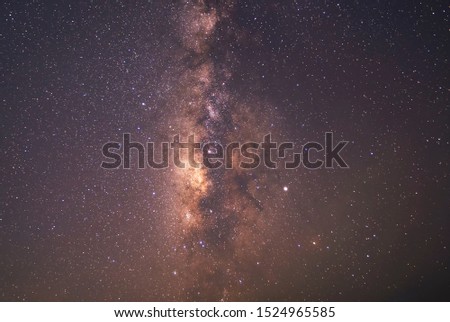 Landscape of the milky way galaxy over mountain with star light on the night sky.