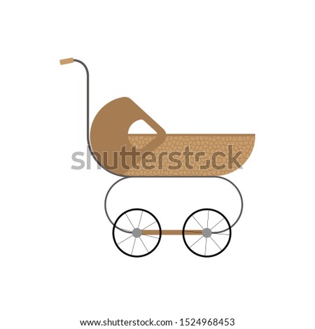 Baby retro stroller. Vector illustration on a white background.