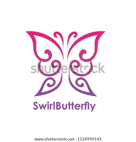 swirl butterfly logo design vector