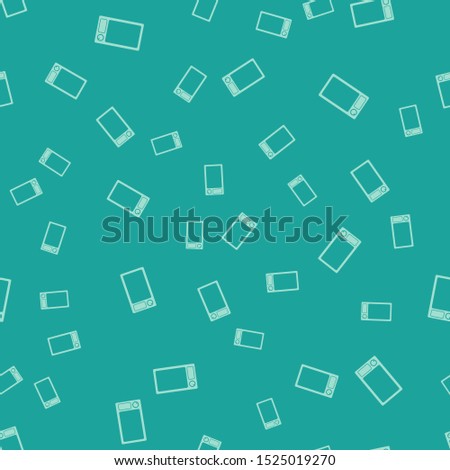 Green Microwave oven icon isolated seamless pattern on green background. Home appliances icon.  Vector Illustration