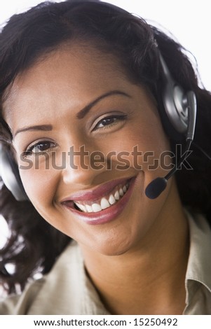 Close-up of telesales worker