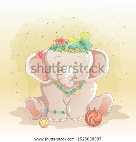 cute elephant girl sitting with a smiley face